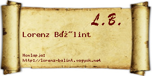 Lorenz Bálint névjegykártya