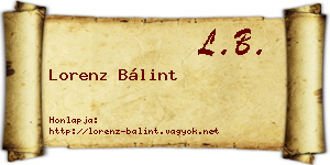 Lorenz Bálint névjegykártya